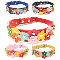 flower dog collar cute leather studded dogs necklaces pet collars for small medium dogs 8 colors for chihuahua