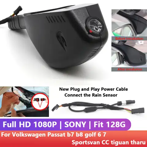 Видеорегистратор автомобильный, HD, Wi-Fi, для Volkswagen Passat b7, b8, golf 6, 7, Sportsvan, CC, tiguan, tharu