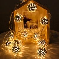 led string lights led moroccan metal ball battery powered garland fairy lights garden decoration outdoor for christmas wedding