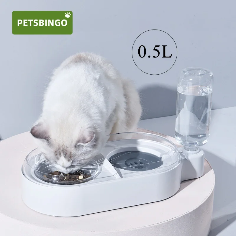 

Pets Bingo 0.5L Dog Dual Port Water Bottle Anti-skid Cat Feeder Splash-proof Puppy Food Bowl Pets Food Storage Container