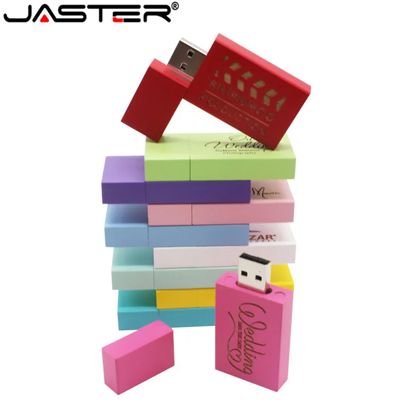 JASTER логотип персональный деревянный красочный блок USB флэш накопитель
