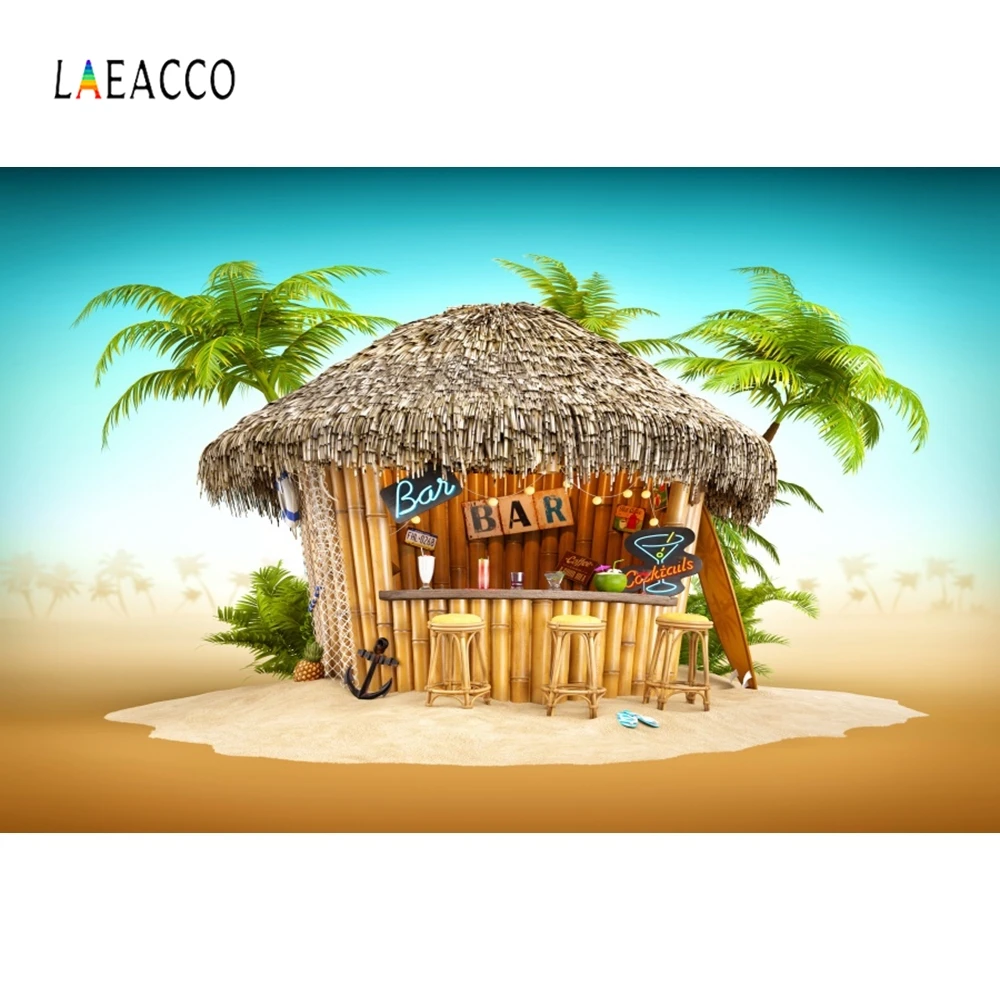 Фотофон Laeacco для фотостудии фон фотосъемки с изображением морского пляжа пальм