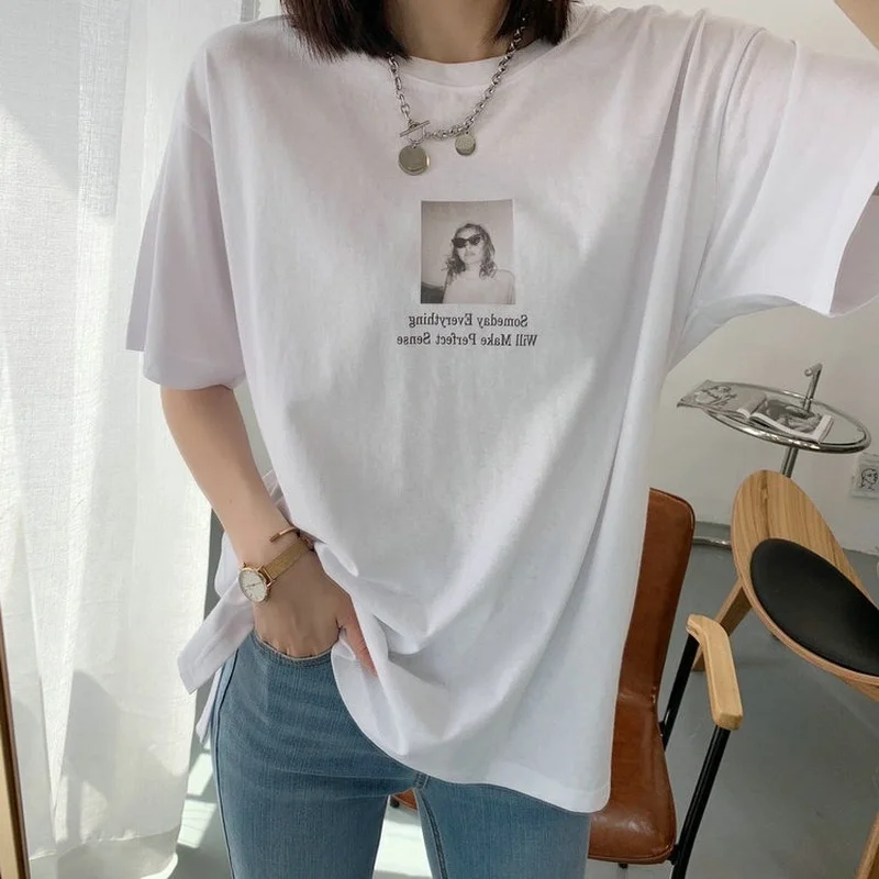 Футболка женская хлопковая с круглым вырезом простая повседневная Базовая