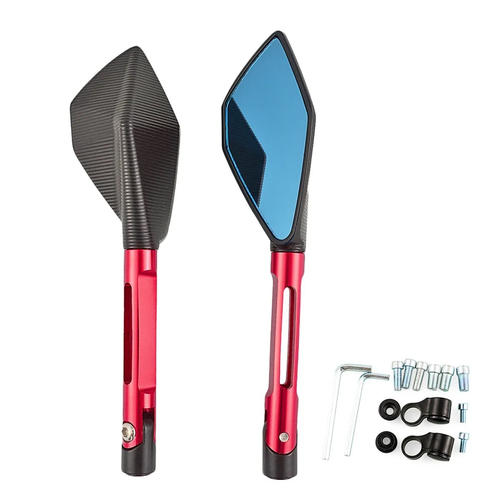 

2pcs Motorcycle Side Mirrors Blue Crystals Aluminum Alloy Direct Replacement Rear View Side Mirrors Accessories