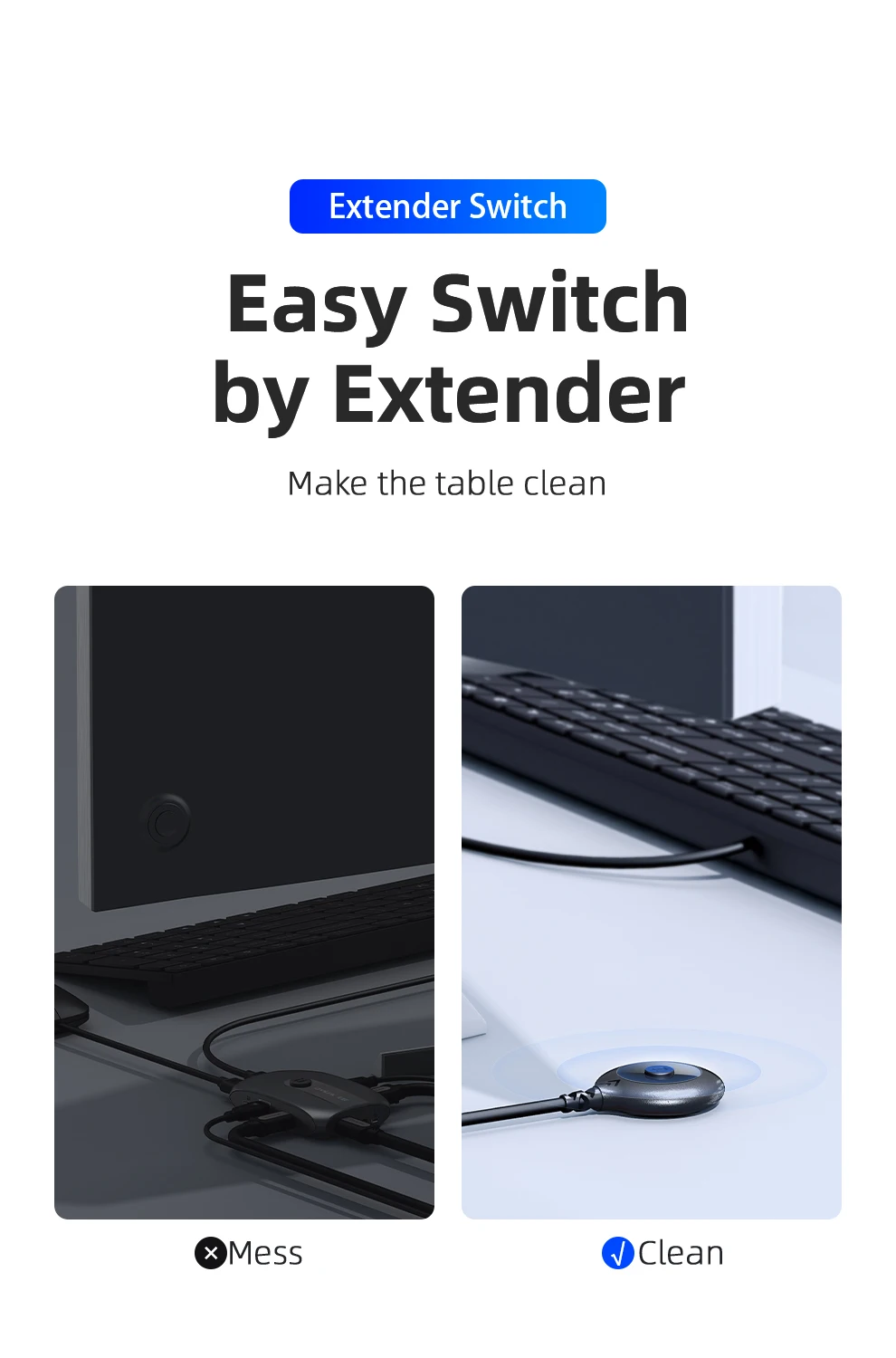 KVM-переключатель Unnlink DP 4K 60 Гц Displayport с удлинителем 2 компьютера 4 порта USB для