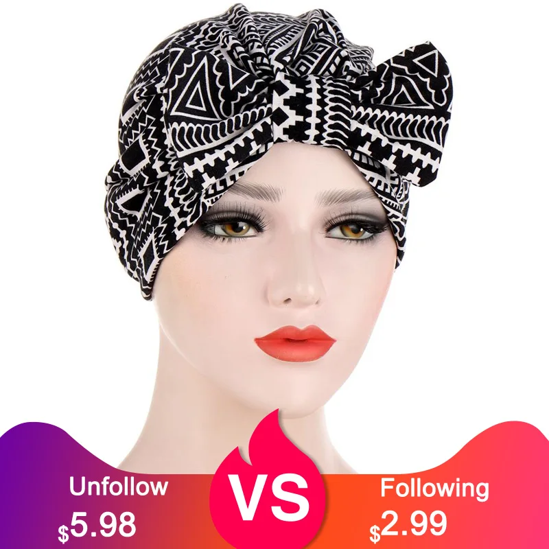 Мусульманский головной убор с большим бантом эластичный хиджаб тюрбан шапки