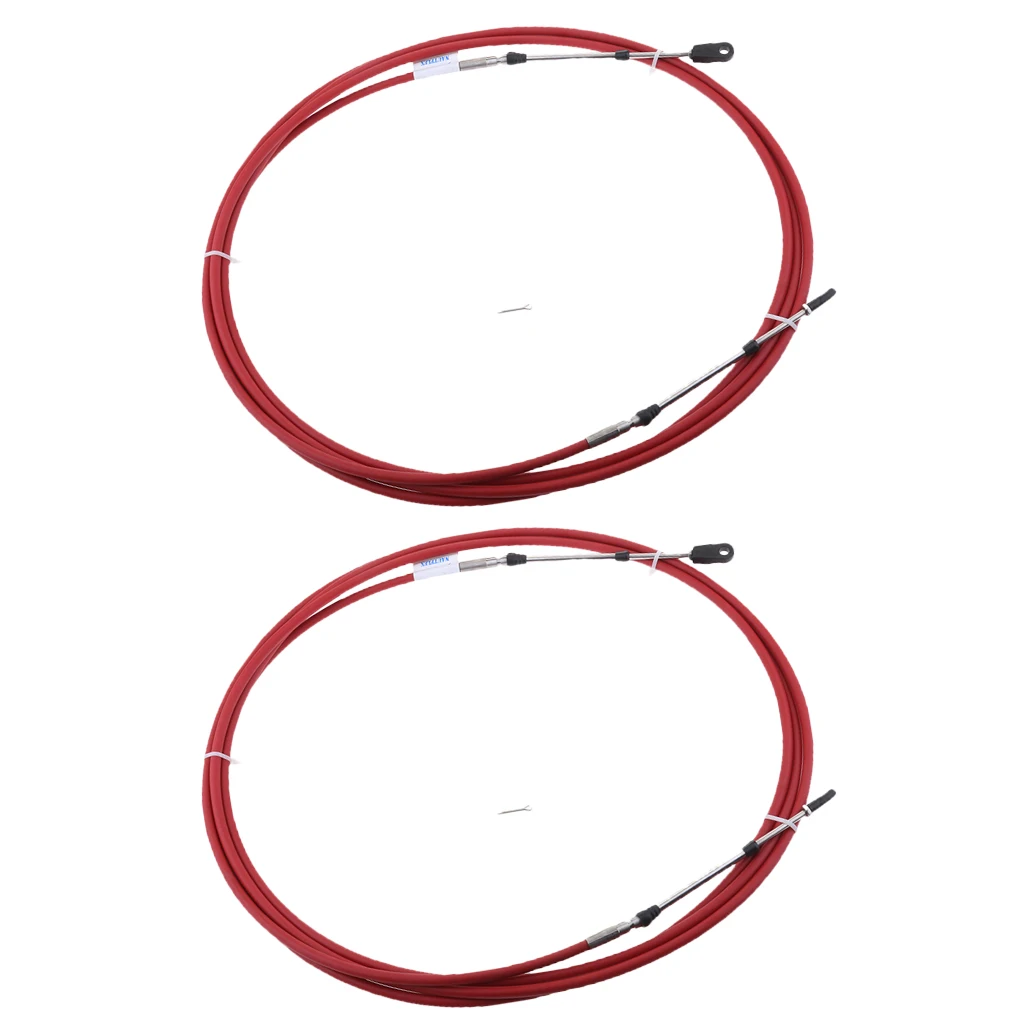 

2pcs Universal Marine Throttle Control Cable for Boat Motor Outboard Engine Control Lever - 8 Foot 2.4 Meter (Red)