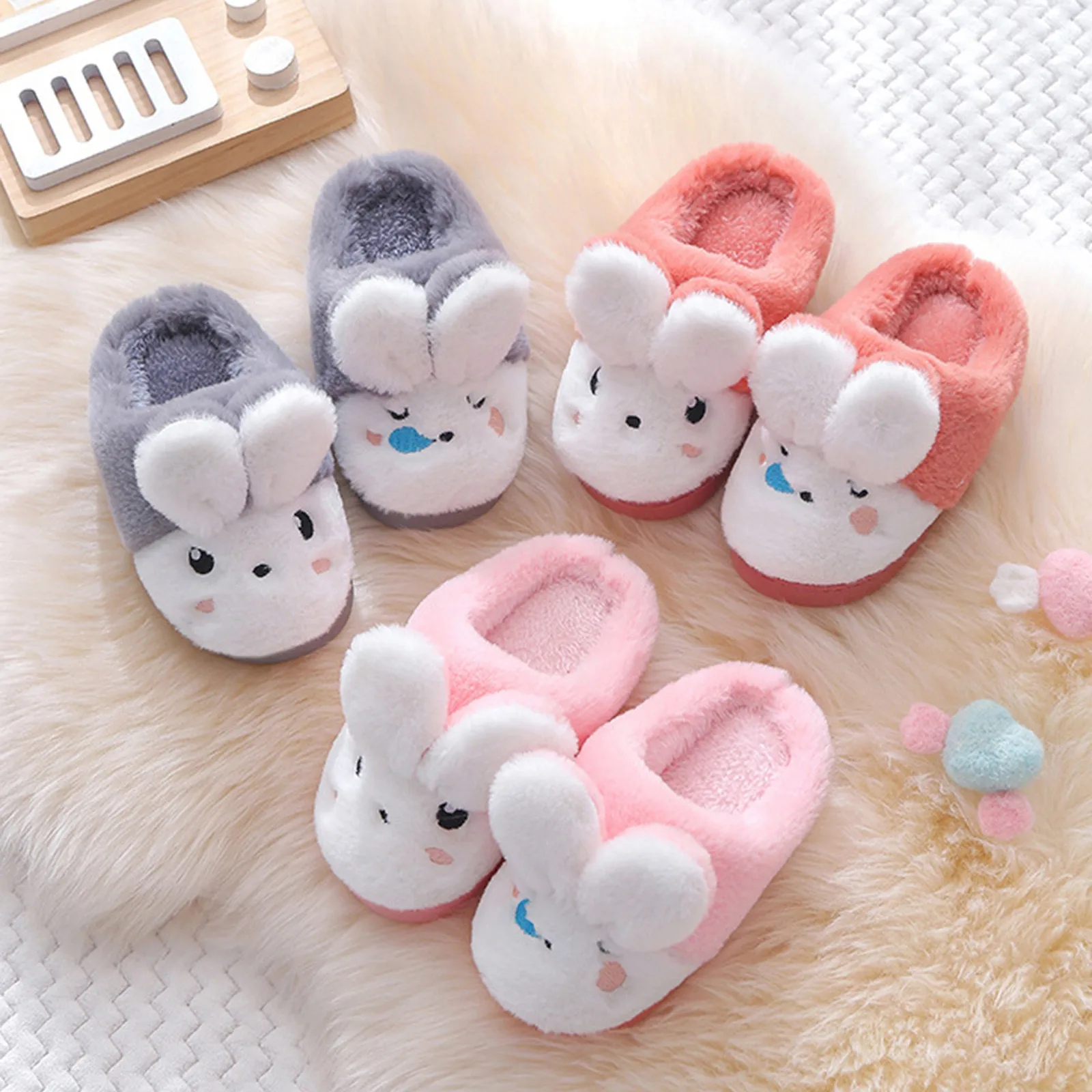 Детские меховые тапочки для девочек и мальчиков новинка 2022 зимние детские