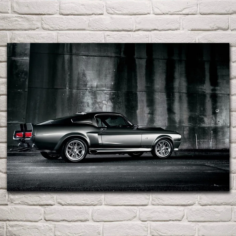 

Классические автомобили мускулы mustang shelby gt500 тканевые плакаты на стену Картина гостиная домашний декор искусство деревянная рамка KQ590
