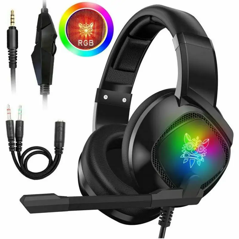 

Onikuma K19 Gaming Headset Wired Headphones With Microphone RGB Light 7.1 Stereo Earphones For PS4 PS5 Xbox One Headset Gamer