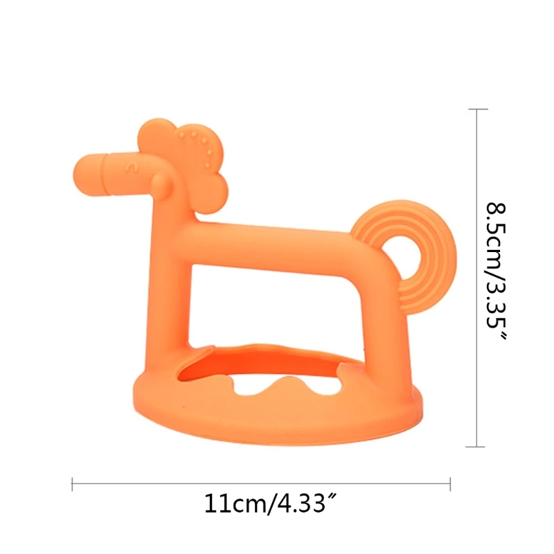 

Newborn Teething Molar Baby Silicone Teether Cute 3D Horse Shape Chewable Toy