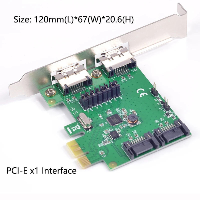 Адаптер SATA 3 PCI express адаптер PCIe на 2 порта III 0 конвертер eSATA e SATA3 x1 плата расширения