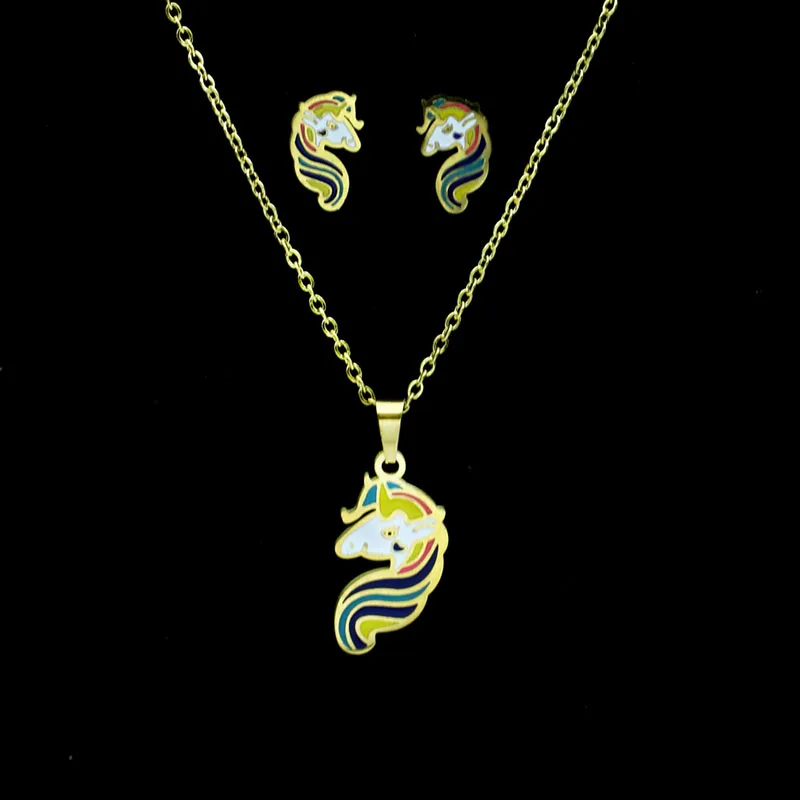 Оптовая продажа из нержавеющей стали ожерелье с единорогами для женщин