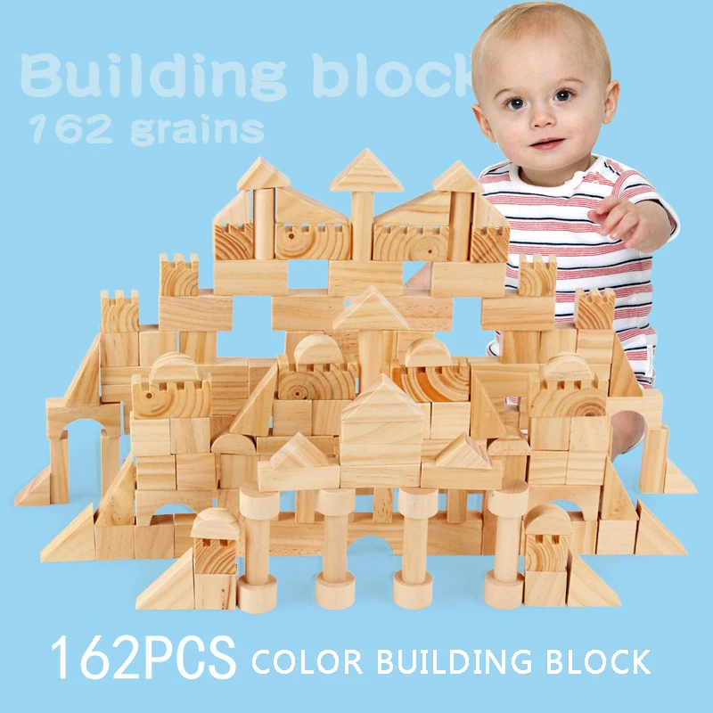 

162pcs/set Montessori Education Wooden Grains Stacking Building Blocks Kindergarten Children Early Childhood Parenting Kids Toys