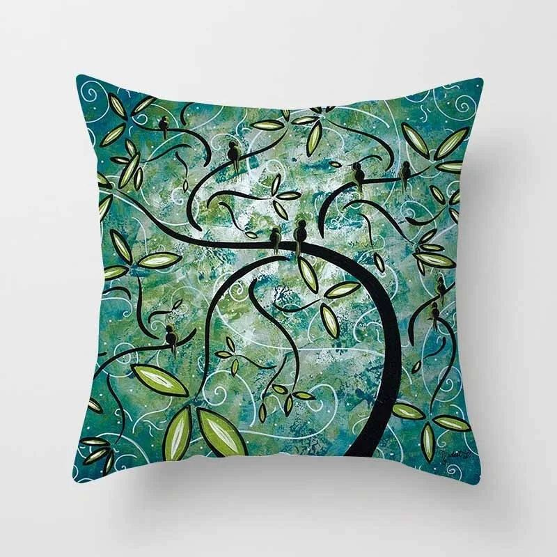 

New painting tree double-sided printing pillowcase home office decoration bedroom sofa car cushion cover 45cm * 45cm 18in * 18in