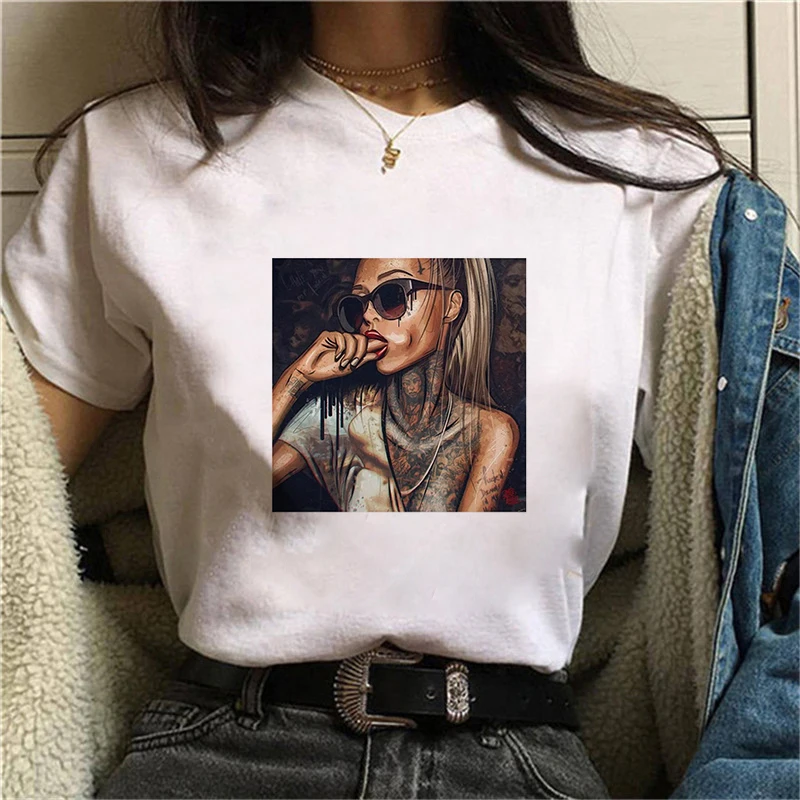 

Beautiful Black Girl Summer Harajuku Top T-shirt women Fashion Soft Casual White T shirts Women's Kawaii Camisas T-shirt