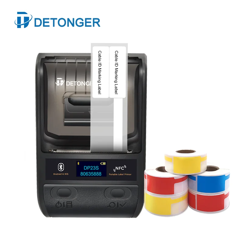 

DETONGER 58mm Portable Handheld Thermal Label Maker BT Barcode QR Code Sticker Cable Tag Printer