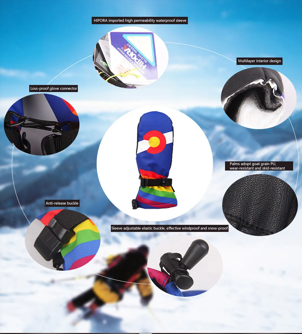 

Unisex Winter Waterproof And Cold Gloves Warm Outdoor Sports Bag Refers To Pattern Walking On The Cold To Keep Warm And Thick