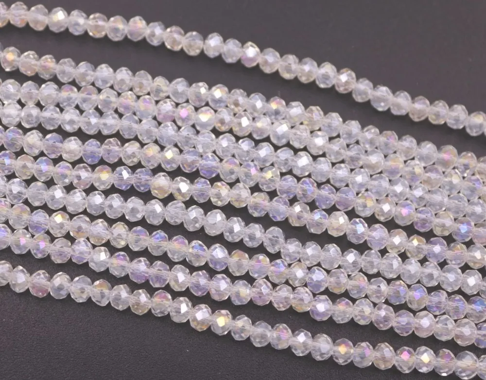 Оптом 1500 шт 4 мм резные Abacus AB белые прозрачные чешские стеклянные хрустальные