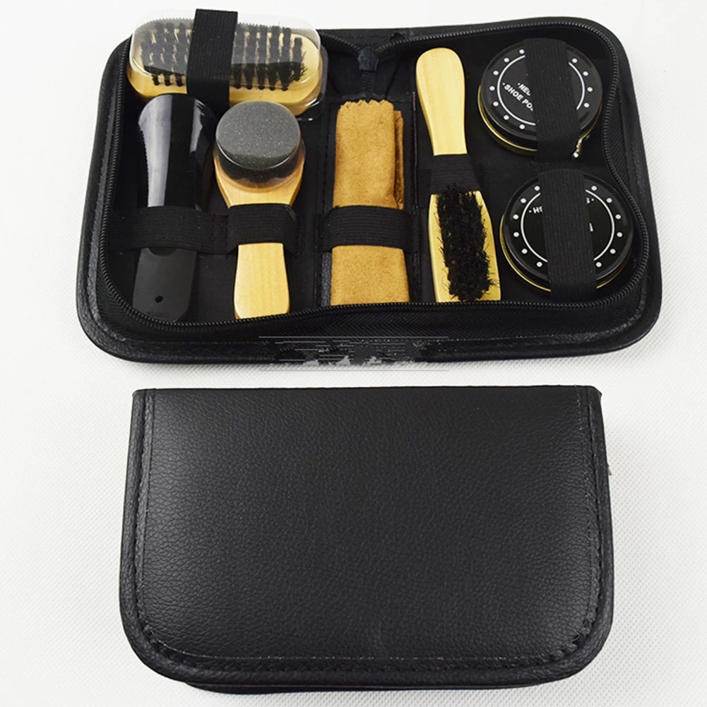 

Boots Household Travel Gift Sponge Fathers Day Cleaning Tool Shoe Polish Kit Brushes Portable Birthday With Case Cloth Care