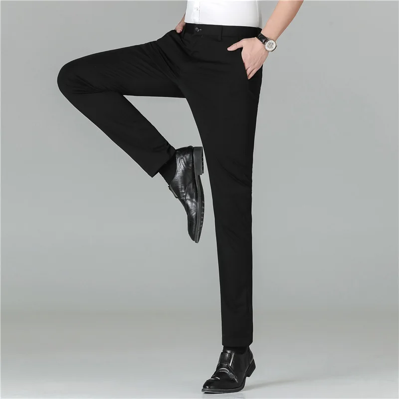 

Men's summer new comfortable and breathable business straight elastic slim pants