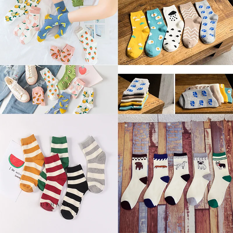 

Friut/Stripe/Cartoon Animal Socks for Women's Short Socks Casual Autumn and Winter Funny Socks Cotton Blend Fashion Sock Sox
