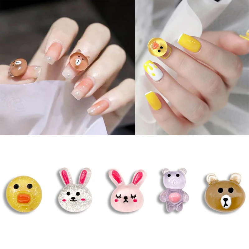 

ins nail decoration gummy nail art cute bear 3D charms nail decoration resin transparent handmade product nail art accessories