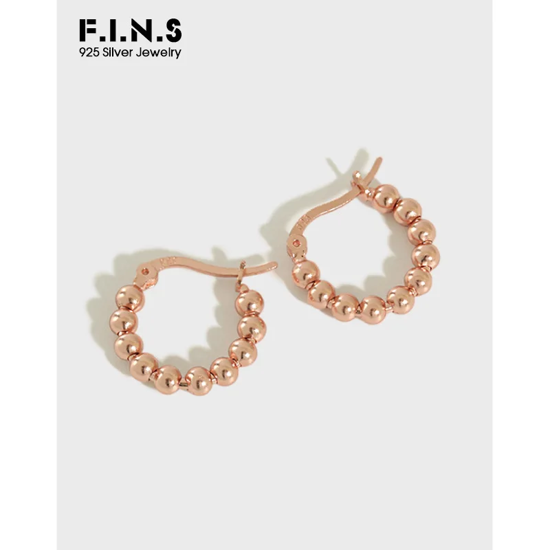 Женские серьги кольца из серебра 2019 пробы с бусинами под розовое