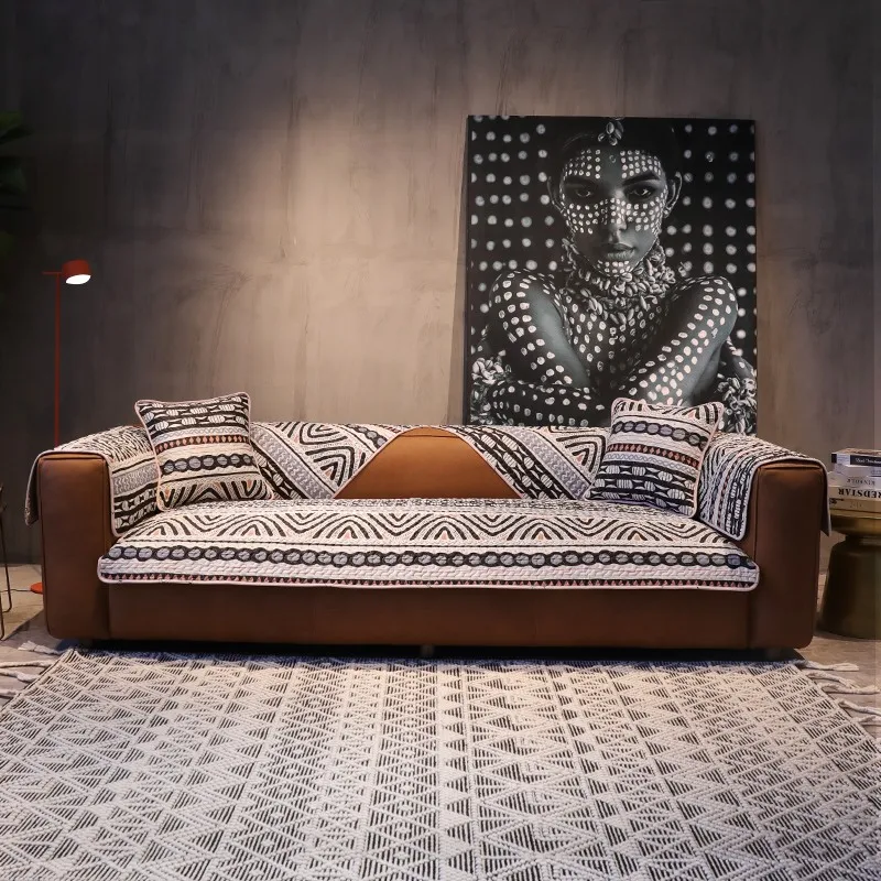 

Sofa Cushion for Living Room Cloth Art Four Seasons Universal Anti-Slip Cotton Sofa Sets Customized Simple Modern Cushion