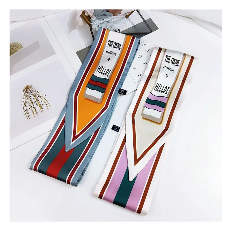 Женский Шелковый Атласный платок с цветочным принтом элегантный шарф лентой 2019 |