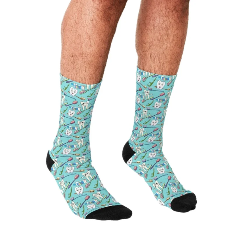 

2021 funny Socks Men harajuku Rainbow Teeth Socks Printed Happy hip hop Men Socks Novelty Skateboard Crew Casual Crazy Socks