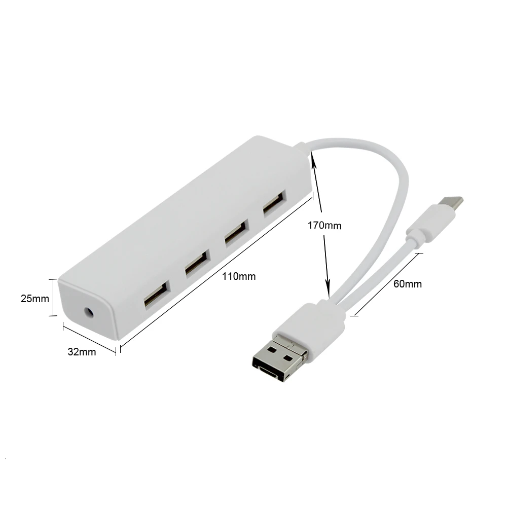 USB C концентратор 2 0 тип 4 порта разветвитель адаптер OTG флэш накопитель для Xiaomi Lenovo