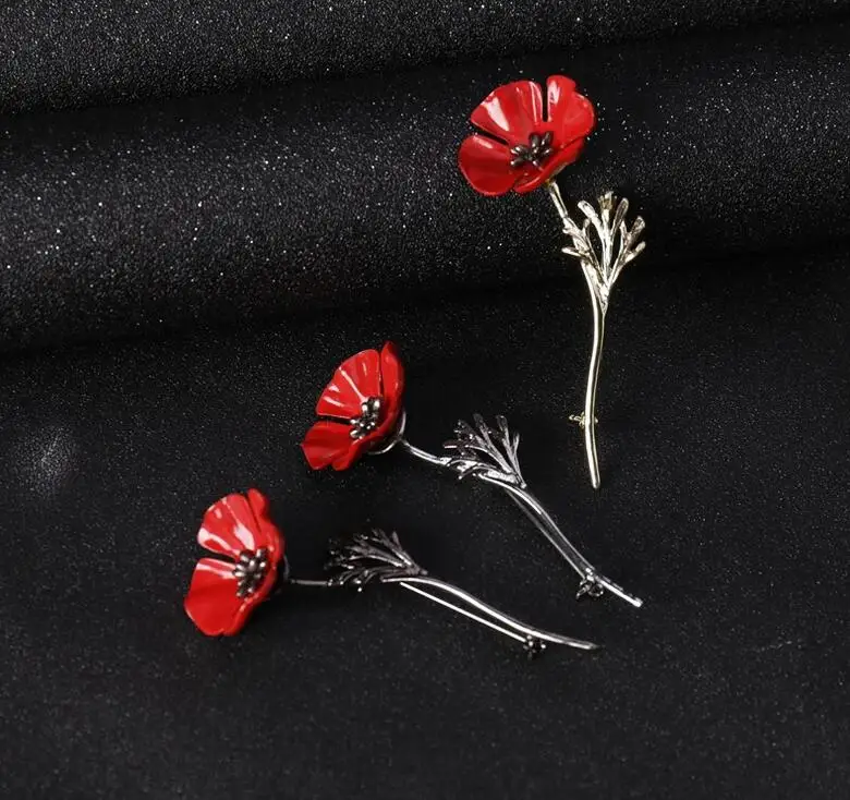 Оптовая продажа 2017 Винтажный стиль ретро креативные красные брошь Маковый