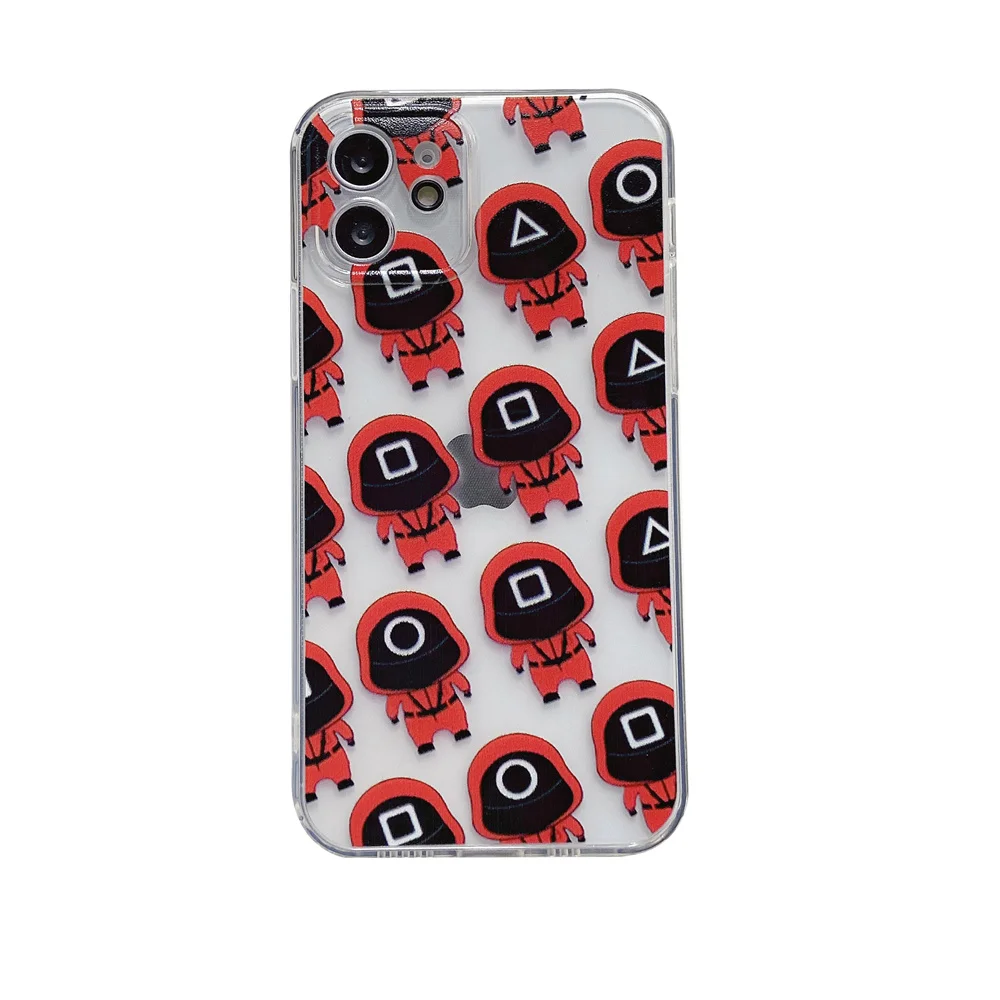 

Creativity Squid Game Phone Case For iPhone 13 12 11 Pro Max Fashion TPU Clear Soft High-end Materials Transparent Cover