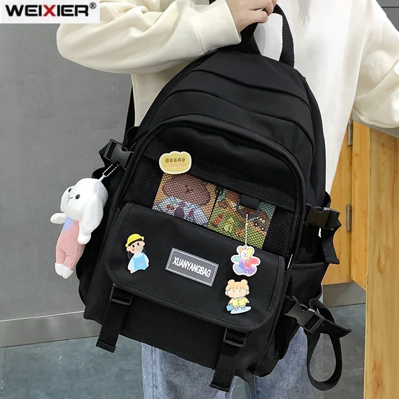 

Kawaii Women Backpack for Girl School Bag Waterproof Travel Mochila Fashion Female College Bookbag Black Nylon Rucksack backpack