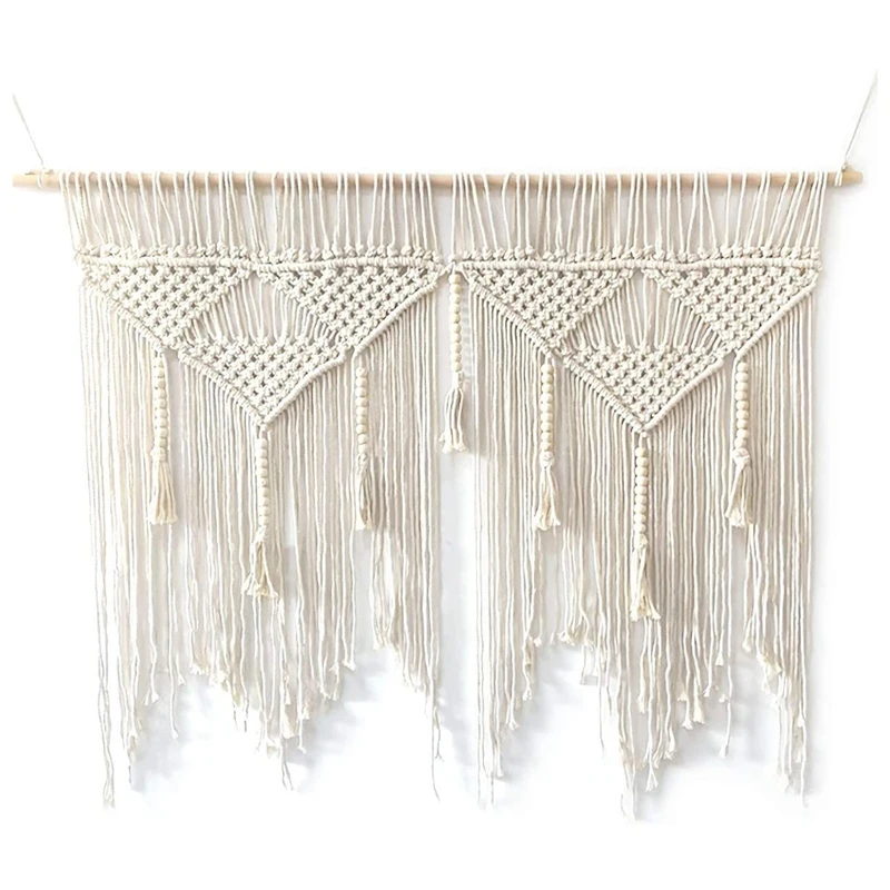 

Lace Wall Hanging Bohemian Chic Woven Tapestry Beige Large Mural Curtains for Family Apartment Dormitory Room Background