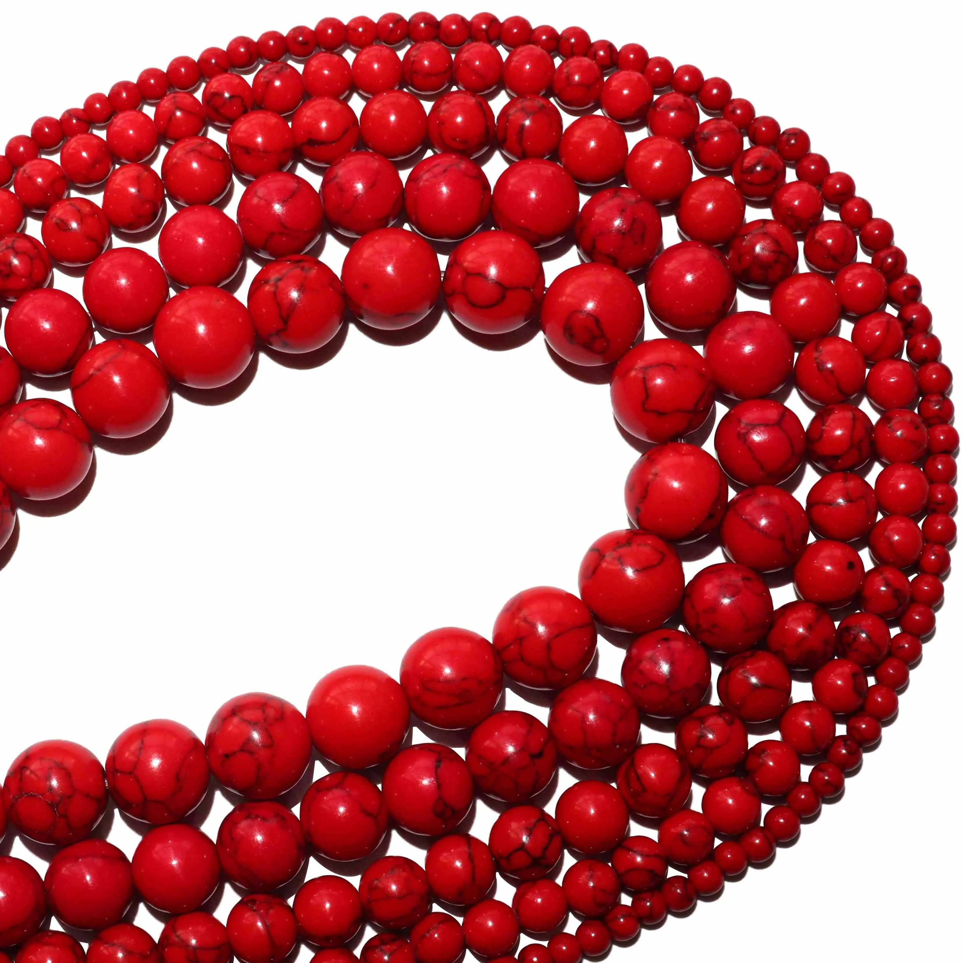 

Бусины из натурального камня, красные бирюзы, круглые бусины-разделители, 4, 6, 8, 10, 12 мм, выберите размер женского браслета, ожерелья