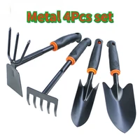 garden spade five teeth harrow big shovel small shovel dual purpose hoe black plastic handle garden tools digging 4 pcs set