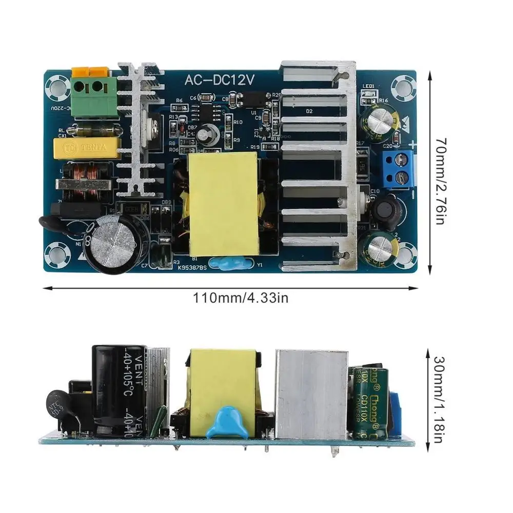 AC 85-265V переменного тока в постоянный 12В 8A переменного тока/постоянного тока 50/60 Гц переключение Питание зарядная Модульная плата на