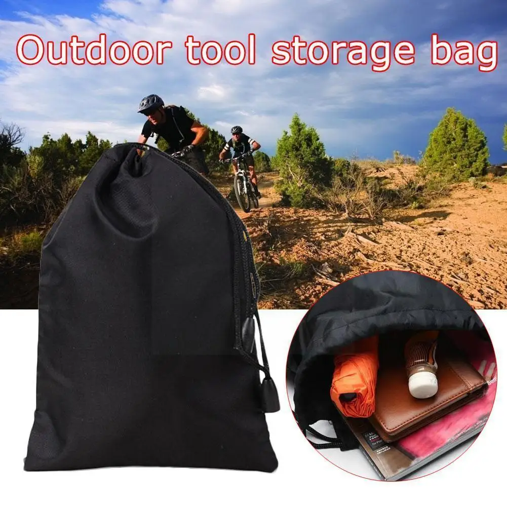 

1Pc 16*11cm Storage Bag Portable Black Storage Bag Drawstring Travel Cloth Gadget Outdoor Nylon Waterproof Bag Camping D1Y9