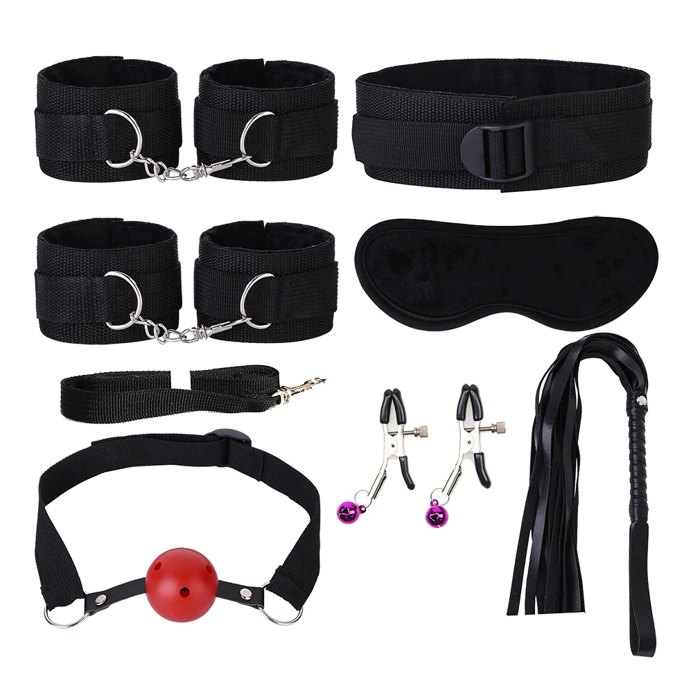 7 шт./компл. нейлон SM секс-набор для взрослые игры пары БДСМ секс бандаж наручники