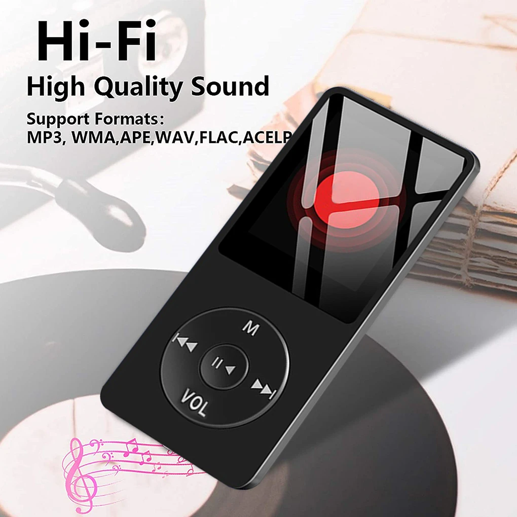 Mp3 плеер с 16G micro SD MP3 музыкальный Hi Fi перезаряжаемый спортивный Аудио Видео