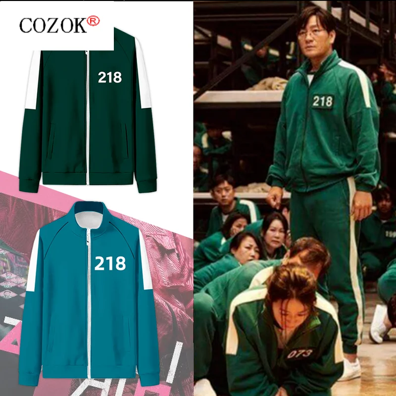 

Squid Game Sweater Jacket Men's and Women's Jacket Lee Jung-jae The Same Sportswear Autumn Couple Cardigan Clothes