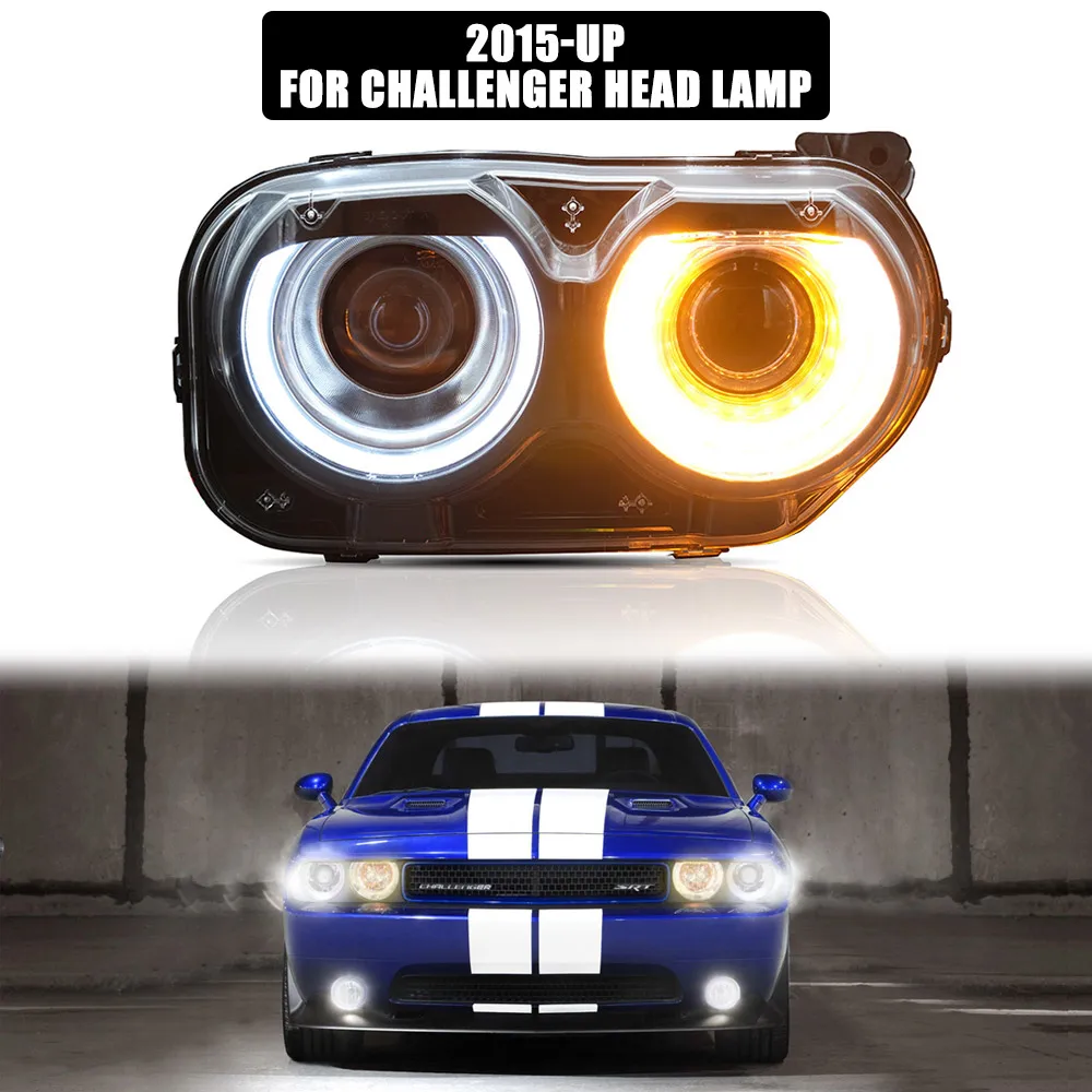 

MUGE-USA STOCK 1 Pair LED Headlights for Dodge Challenger 2015-UP Modified with Dual Beam USA RS-DODGE-002-Neo