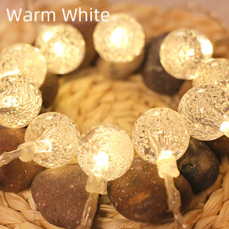 

LED Bubble Crystal Ball String Fairy Lights Holiday Garland Lighting Battery AA or USB Christmas Wedding Party Home Decoration