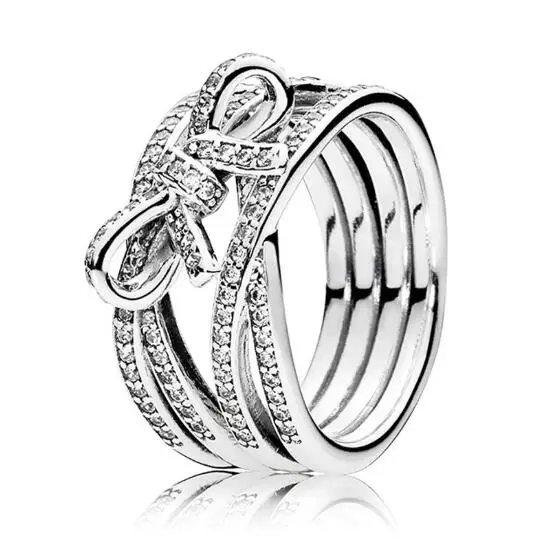 

925 Sterling Silver pan Ring Delicate Sentiments Ribbon Twisting Rings For Women Wedding Party Gift Fine Jewelry