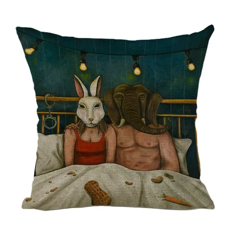 Ушастый кролик в очках слон панда птица змея животные подушки 45*45 см домашний