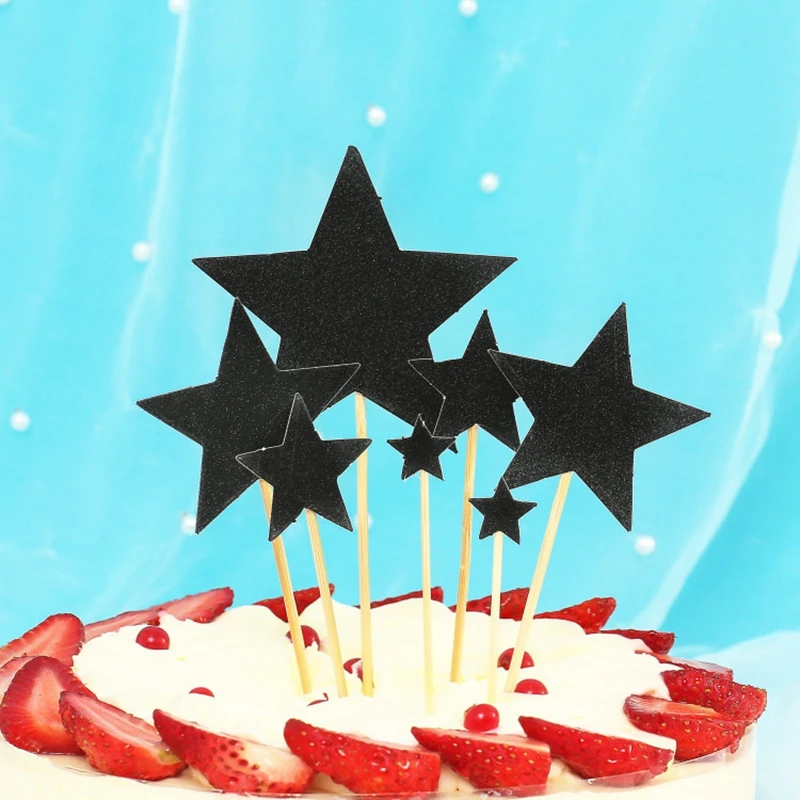 Набор из 7 карт с пятиконечными звездами красивое украшение для торта подарки на
