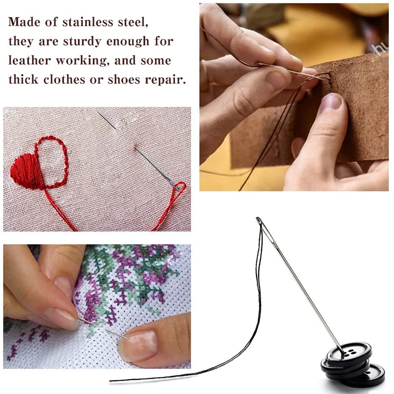 LMDZ 30PCS Large Eye Stitching Needles Knitters Hand Sewings Accessories Tools Thimble with Bottle Household | Дом и сад