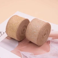 5yards 40mm glitter gold silver line hemp rope ribbon for diy craft bouquet gift box packaging christmas thanksgiving decor